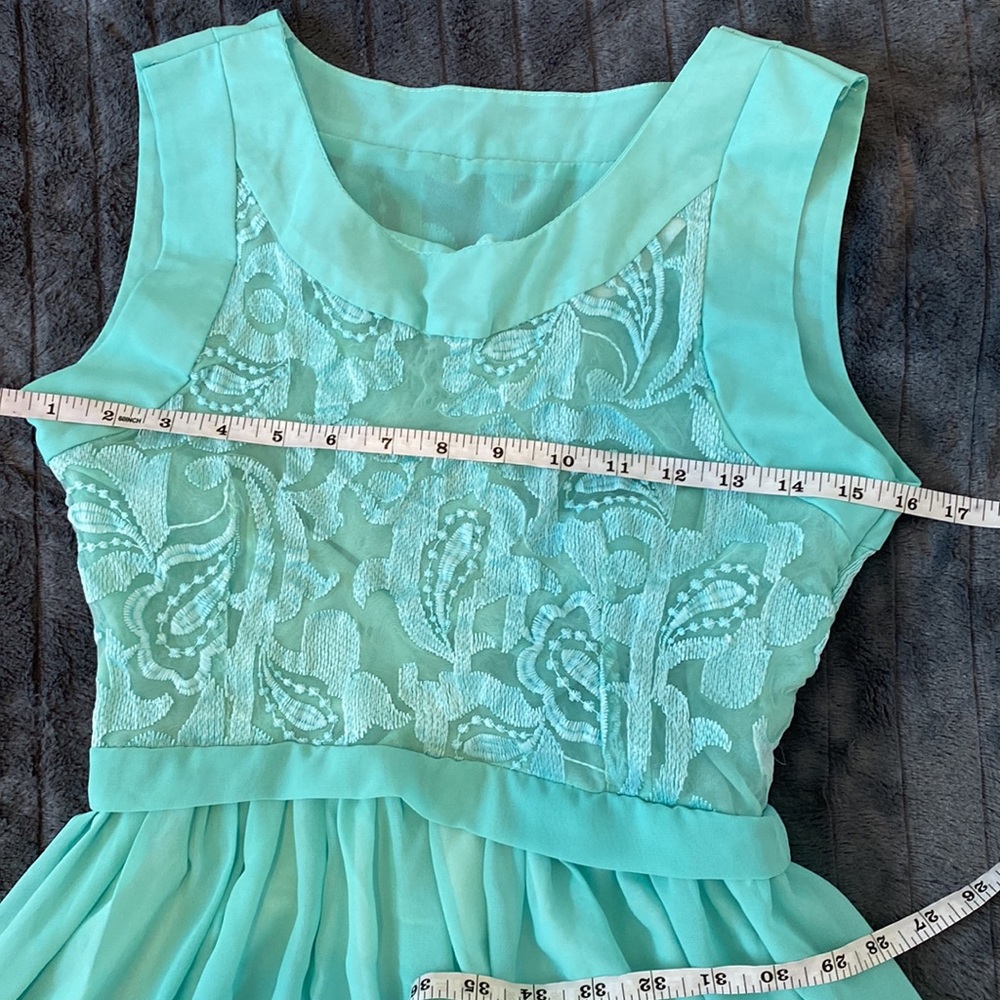 Mint Green Crochet Lace Up Top Maxi Dress - Picture 8 of 8